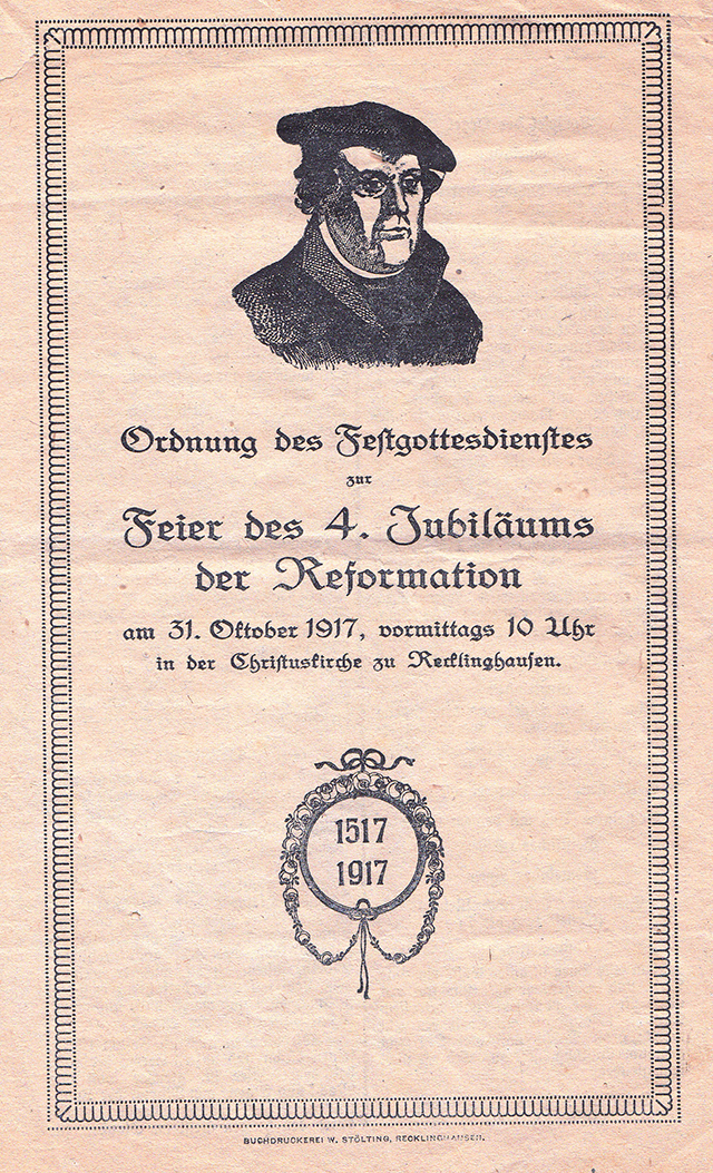 Die evangelische Kirche und der 1. Weltkrieg - Das Reformationsjubiläum 1917 im Vest Recklinghausen